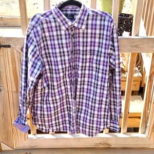 Bugatchi Purple Plaid Dress Shirt